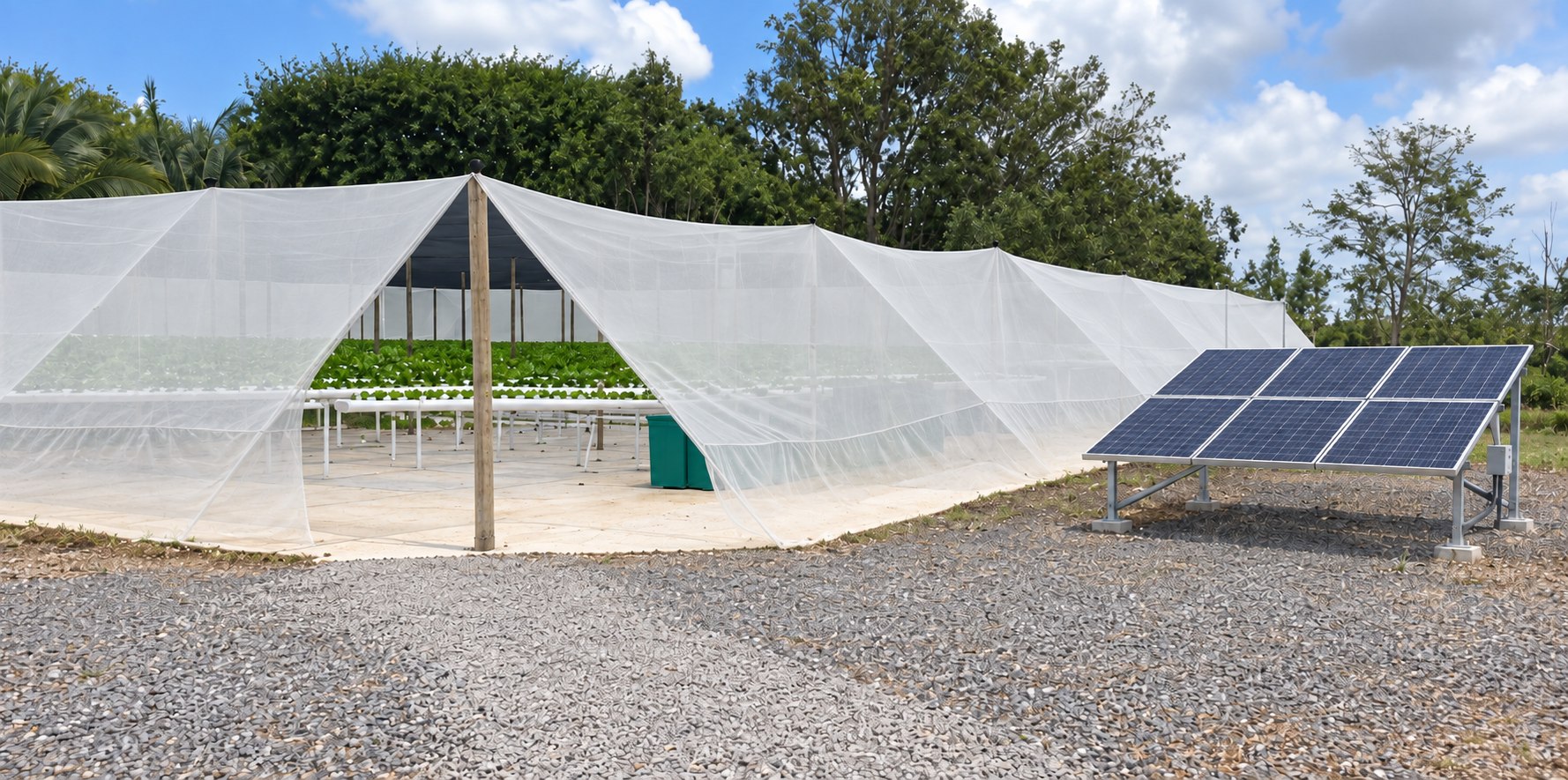 Hydroponic shadehouse and solar power system
